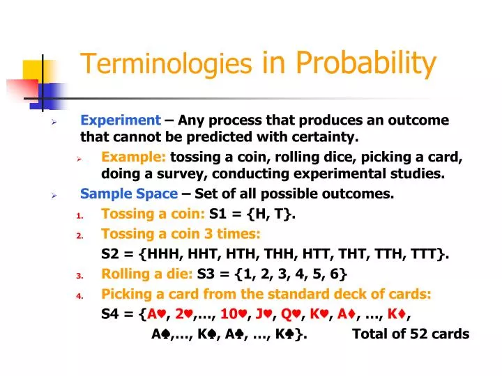 terminologies in probability
