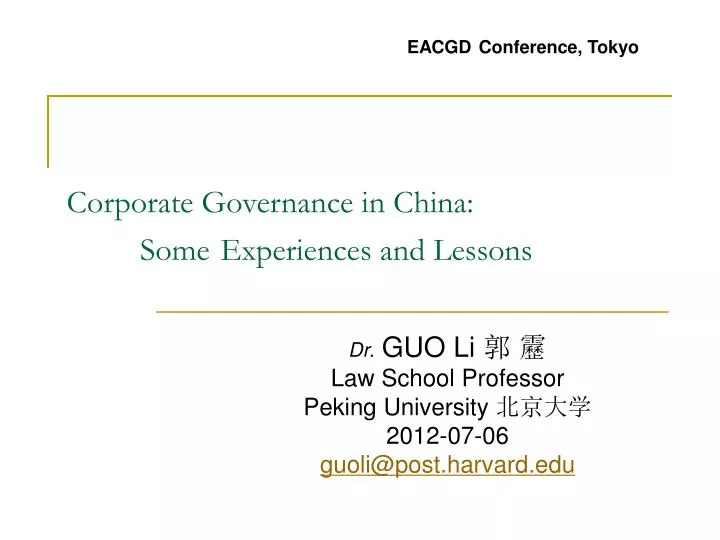 corporate governance in china some experiences and lessons