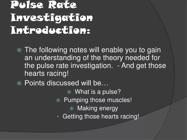pulse rate investigation introduction