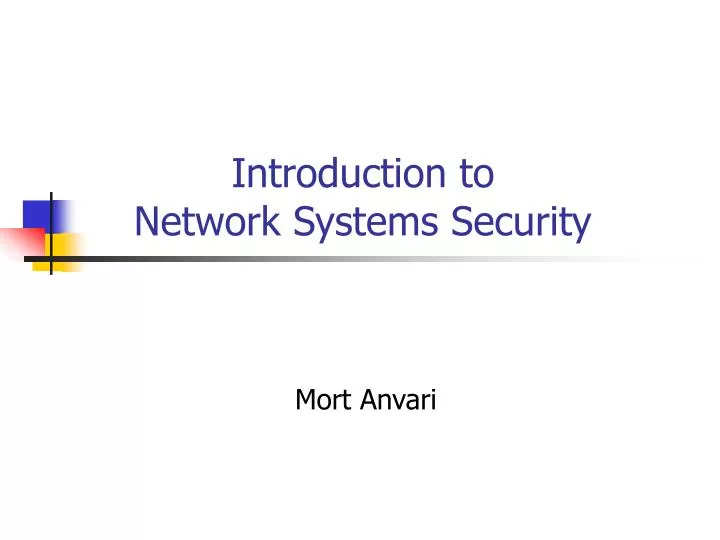 introduction to network systems security