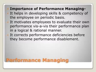 Performance Managing