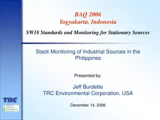 BAQ 2006 Yogyakarta, Indonesia SW18 Standards and Monitoring for Stationary Sources