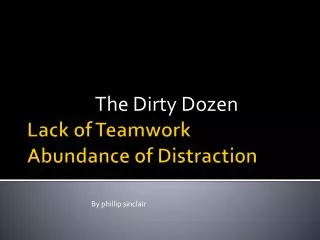Lack of Teamwork Abundance of Distraction
