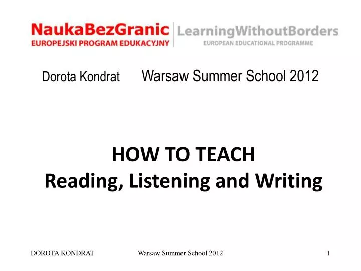 dorota kondrat warsaw summer school 2012