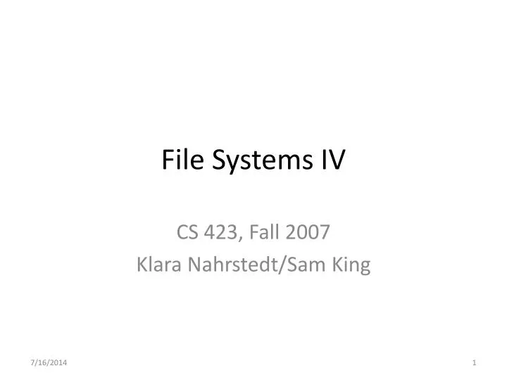 file systems iv
