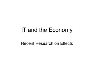 IT and the Economy