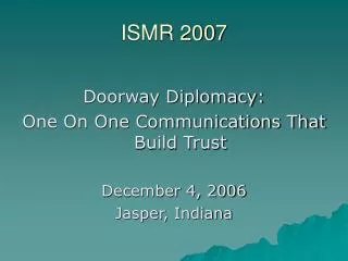 ISMR 2007
