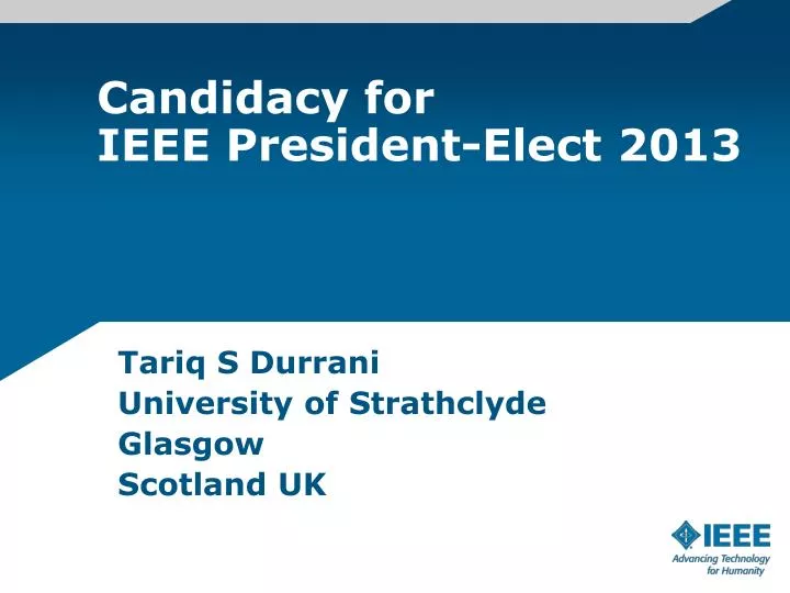 candidacy for ieee president elect 2013