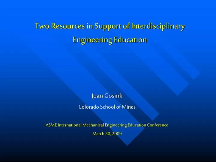 two resources in support of interdisciplinary engineering education
