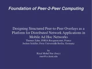 Foundation of Peer-2-Peer Computing