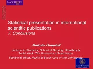 Statistical presentation in international scientific publications 7. Conclusions