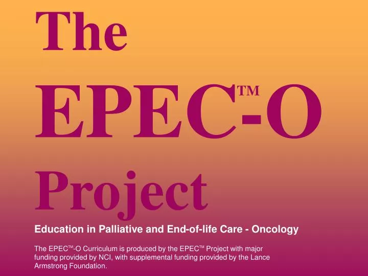 the epec o project education in palliative and end of life care oncology