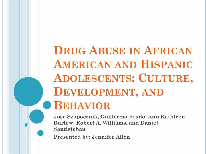 drug abuse in african american and hispanic adolescents culture development and behavior