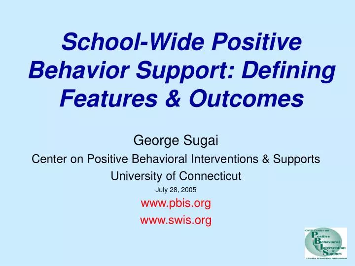 school wide positive behavior support defining features outcomes