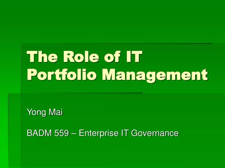 the role of it portfolio management