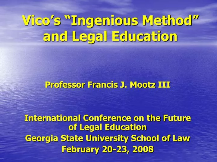 vico s ingenious method and legal education