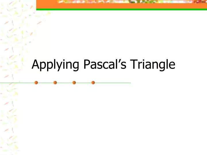 applying pascal s triangle