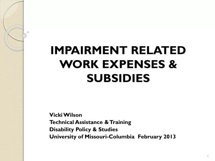 impairment related work expenses subsidies