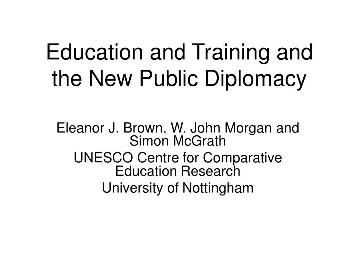 education and training and the new public diplomacy