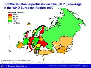 Diphtheria-tetanus-pertussis vaccine (DTP3) coverage in the WHO European Region 1990