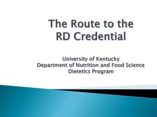 Route to the RD 	Terminology www.ca.uky.edu/HES