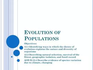 Evolution of Populations