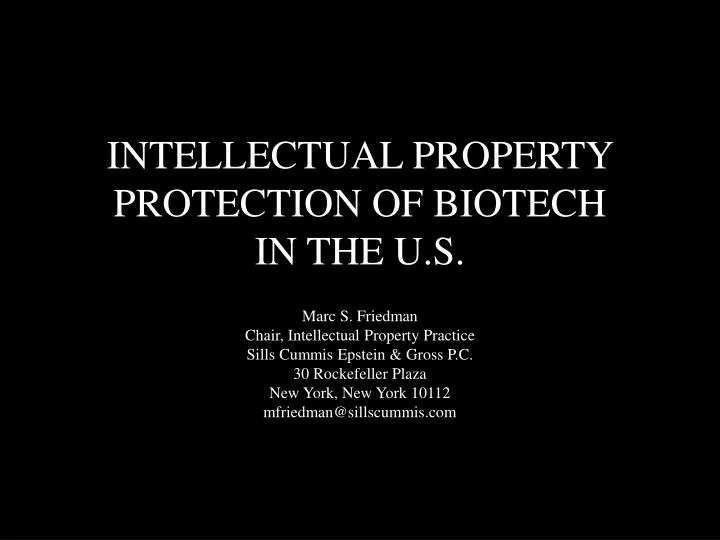 intellectual property protection of biotech in the u s