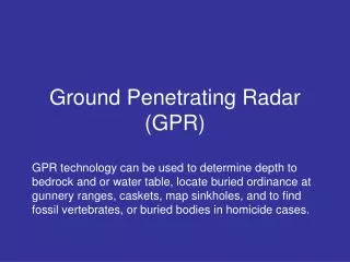 Ground Penetrating Radar (GPR)