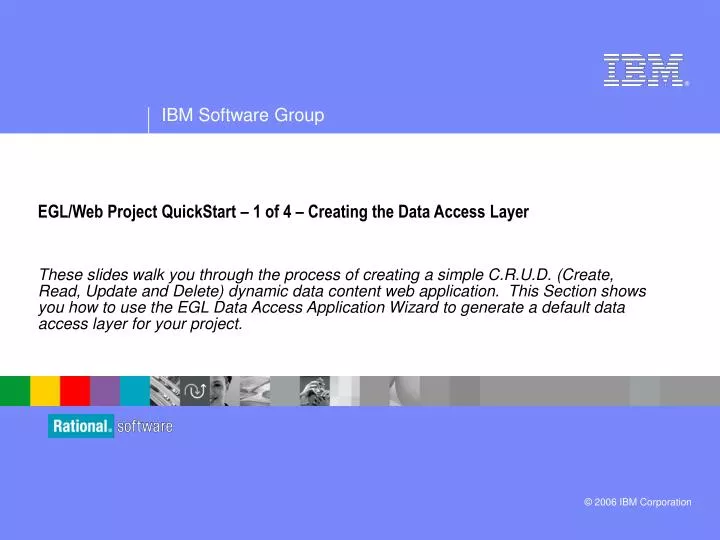 egl web project quickstart 1 of 4 creating the data access layer