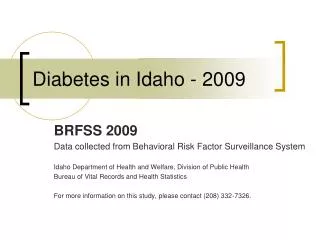 Diabetes in Idaho - 2009