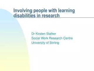 Involving people with learning disabilities in research