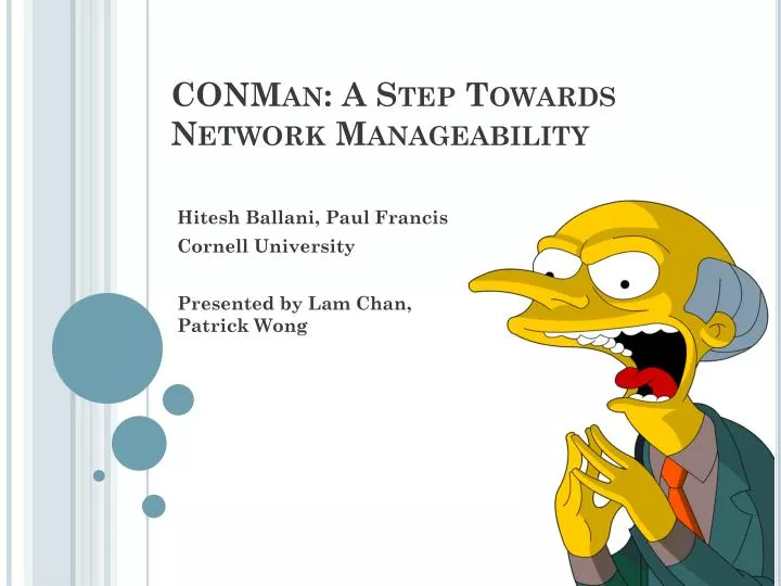 conman a step towards network manageability