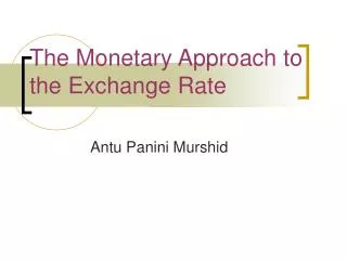 The Monetary Approach to the Exchange Rate
