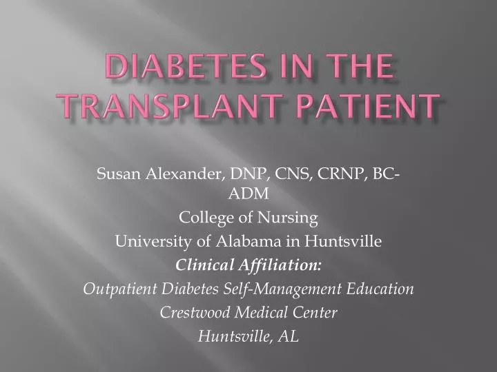diabetes in the transplant patient