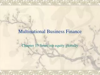 multinational business finance