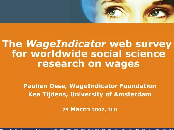 the wageindicator web survey for worldwide social science research on wages