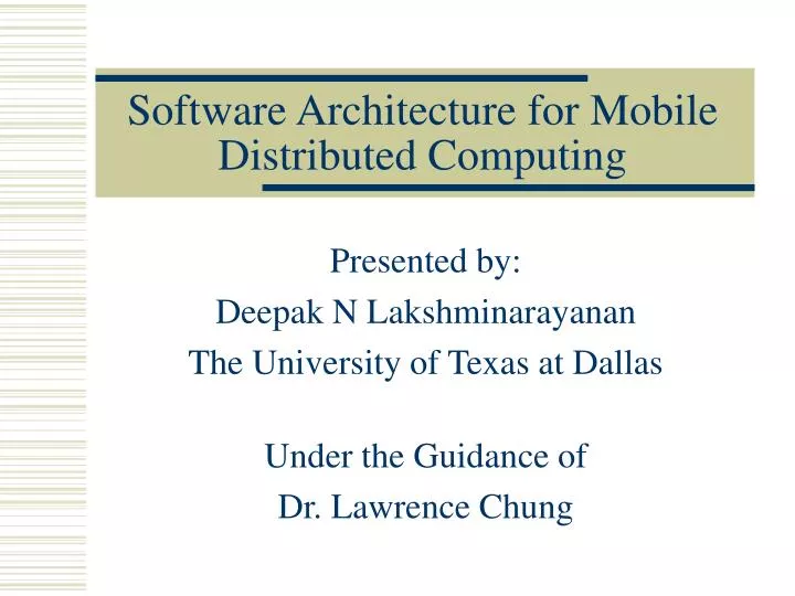 software architecture for mobile distributed computing