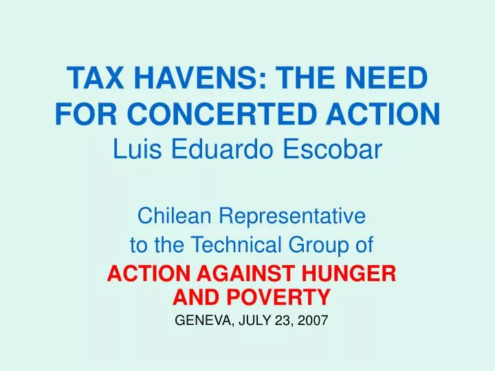 tax havens the need for concerted action luis eduardo escobar