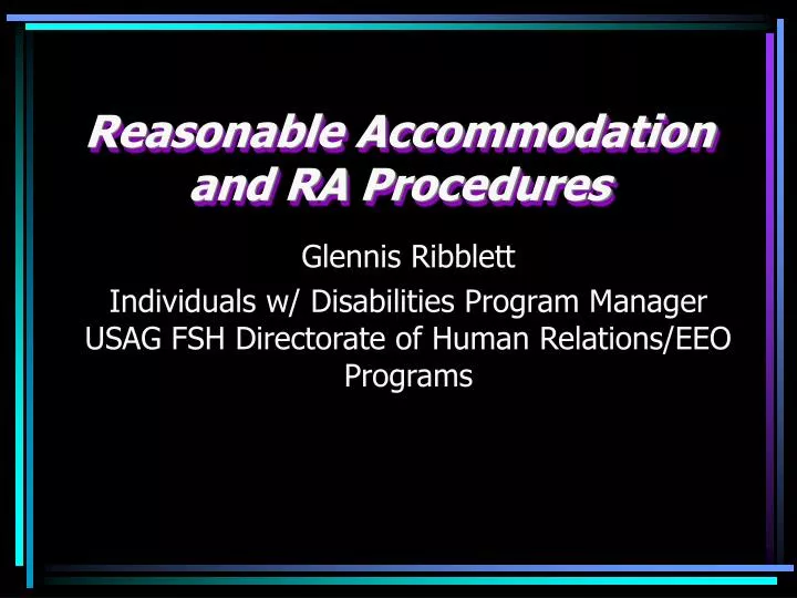 reasonable accommodation and ra procedures