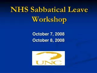 NHS Sabbatical Leave Workshop