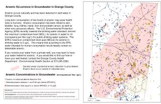 Arsenic Occurrence in Groundwater in Orange County