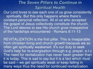 The Seven Pillars to Continue in Spiritual Health
