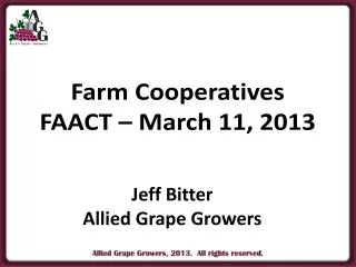 Farm Cooperatives FAACT – March 11, 2013