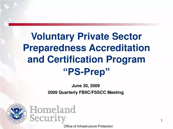 voluntary private sector preparedness accreditation and certification program ps prep
