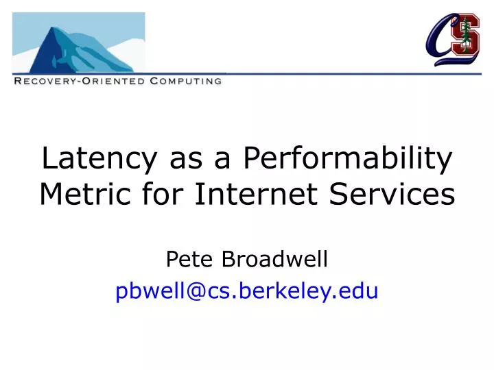 latency as a performability metric for internet services