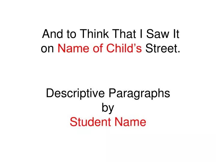 descriptive paragraphs by student name