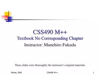 CSS490 M++ Textbook No Corresponding Chapter