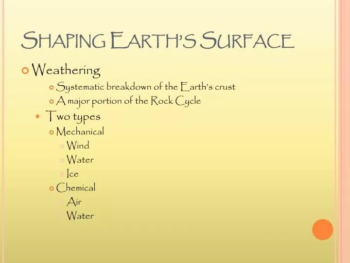 shaping earth s surface