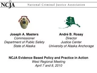 Joseph A. Masters Commissioner Department of Public Safety State of Alaska