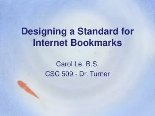 Designing a Standard for Internet Bookmarks